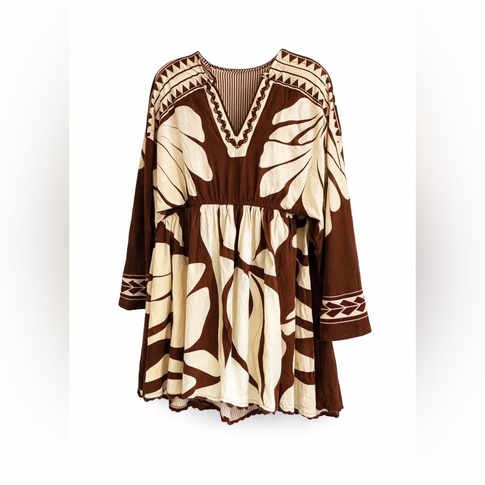 Anthropology  (Conditions Apply) Brown /cream  mini dress.